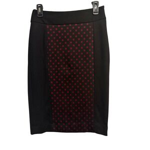Grace Le Cirque Skirt‎ Black Brick Red Polka Dot Career Pencil